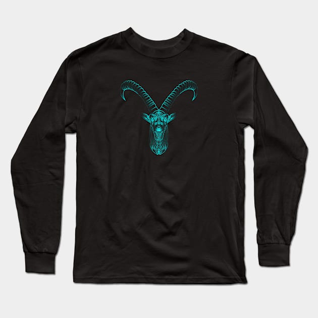 Psychedelic Linework Ibex Long Sleeve T-Shirt by slippery slope creations